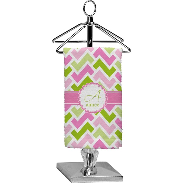Custom Pink & Green Geometric Finger Tip Towel - Full Print (Personalized)