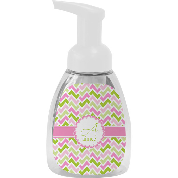 Custom Pink & Green Geometric Foam Soap Bottle - White (Personalized)