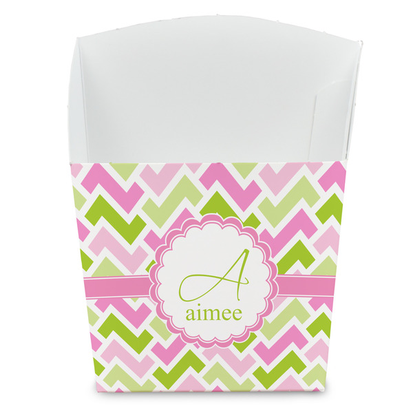Custom Pink & Green Geometric French Fry Favor Boxes (Personalized)