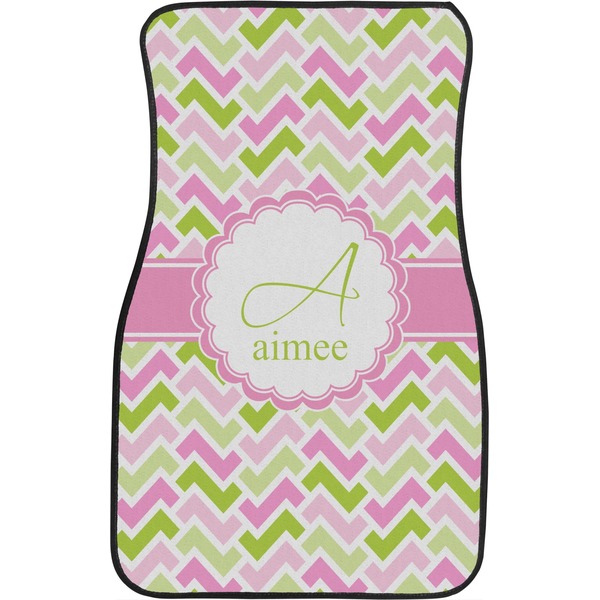 Pink & Green Geometric Custom Car Floor Mats (Front Seat)