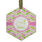 Pink & Green Geometric Frosted Glass Ornament - Hexagon