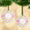 Pink & Green Geometric Frosted Glass Ornament - MAIN PARENT