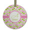 Pink & Green Geometric Frosted Glass Ornament - Round