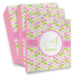Pink & Green Geometric 3 Ring Binder - Full Wrap (Personalized)