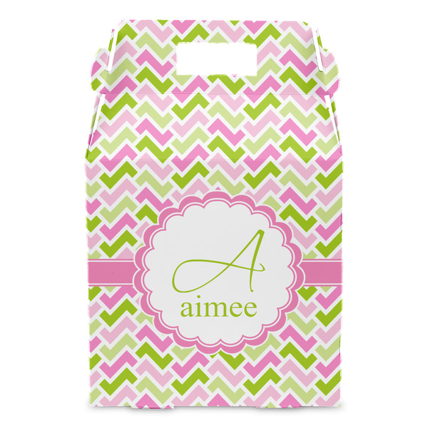 Pink & Green Geometric Gable Favor Box - Front