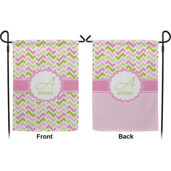 Pink & Green Geometric Garden Flag - Double Sided Front and Back