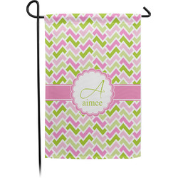Pink & Green Geometric Garden Flag (Personalized)