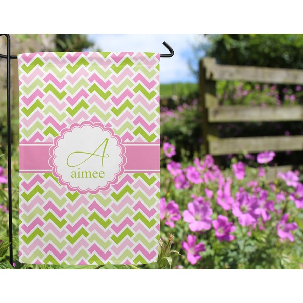 Pink & Green Geometric Garden Flag - Outside In Flowers