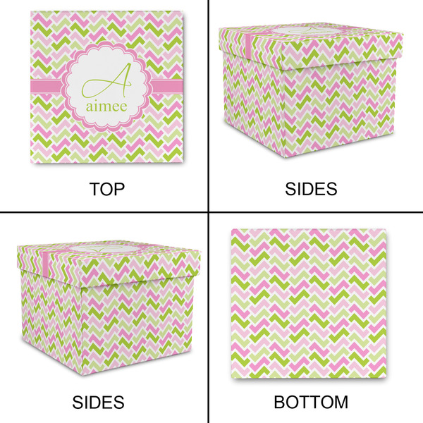 Pink & Green Geometric Gift Boxes with Lid - Canvas Wrapped - Large - Approval