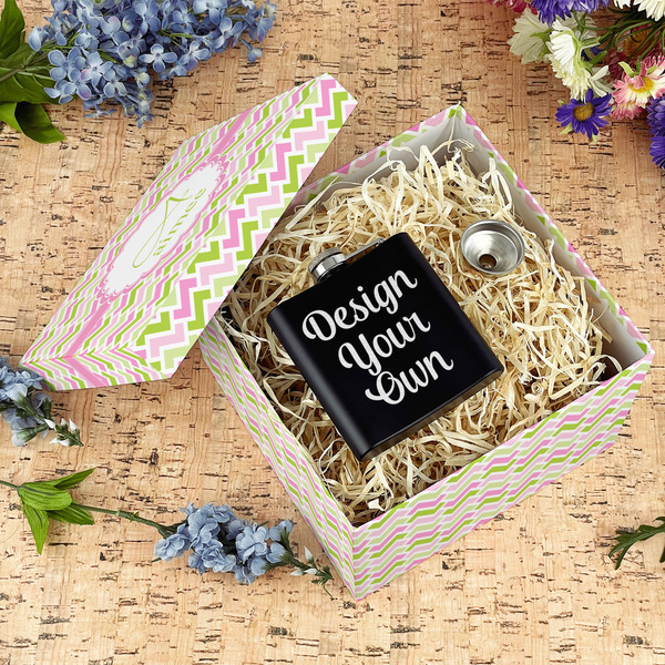 Pink & Green Geometric Gift Boxes with Lid - Canvas Wrapped - Large - In Context