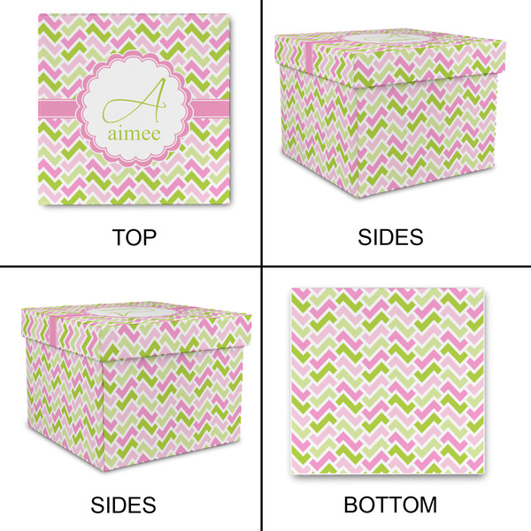 Pink & Green Geometric Gift Boxes with Lid - Canvas Wrapped - Medium - Approval