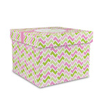 Pink & Green Geometric Gift Box with Lid - Canvas Wrapped - Medium (Personalized)