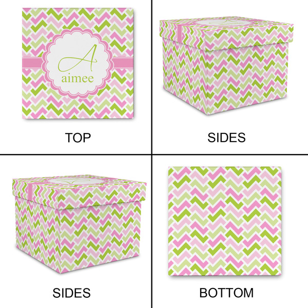 Pink & Green Geometric Gift Boxes with Lid - Canvas Wrapped - Small - Approval