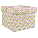 Pink & Green Geometric Gift Box with Lid - Canvas Wrapped - X-Large (Personalized)