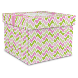 Pink & Green Geometric Gift Box with Lid - Canvas Wrapped - XX-Large (Personalized)