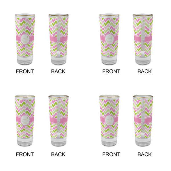 Pink & Green Geometric Glass Shot Glass - 2 oz - Set of 4 - APPROVAL