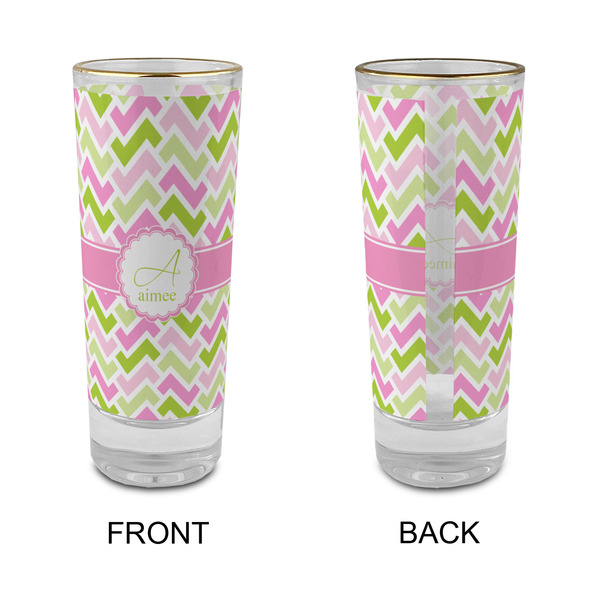 Pink & Green Geometric Glass Shot Glass - 2 oz - Single - APPROVAL
