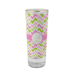 Pink & Green Geometric 2 oz Shot Glass -  Glass with Gold Rim - Set of 4 (Personalized)