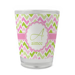 Pink & Green Geometric Glass Shot Glass - 1.5 oz - Set of 4 (Personalized)