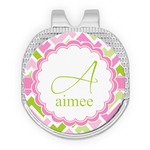 Pink & Green Geometric Golf Ball Marker - Hat Clip - Silver