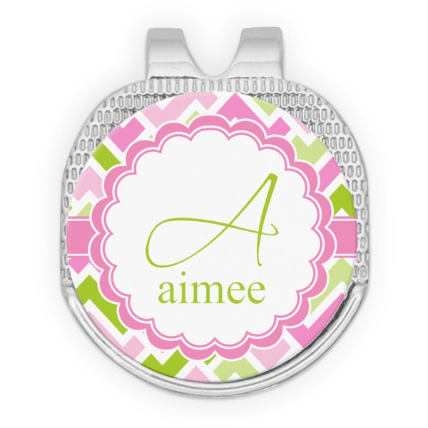 Pink & Green Geometric Golf Ball Hat Marker Hat Clip