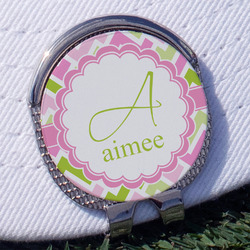 Pink & Green Geometric Golf Ball Marker - Hat Clip
