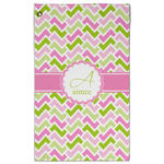 Pink & Green Geometric Golf Towel - Poly-Cotton Blend w/ Name and Initial