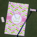 Pink & Green Geometric Golf Towel Gift Set (Personalized)