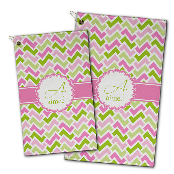 Pink & Green Geometric Golf Towel - PARENT (small and large)