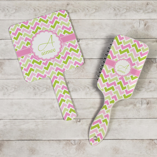 Pink & Green Geometric Hand Mirrors - In Context