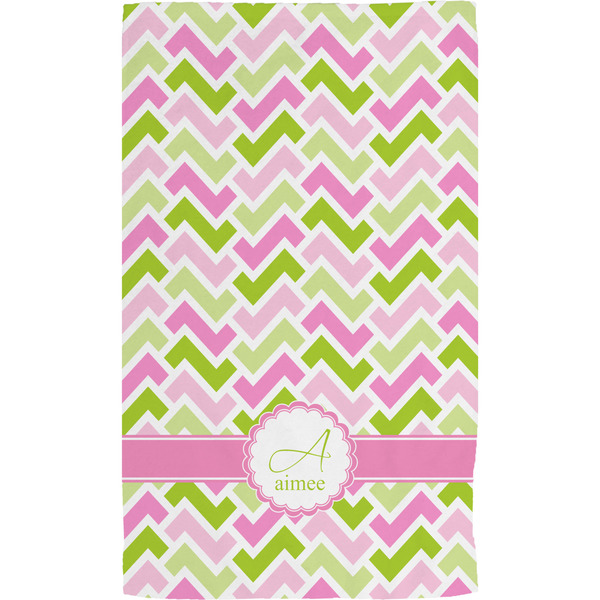 Pink & Green Geometric Hand Towel (Personalized)