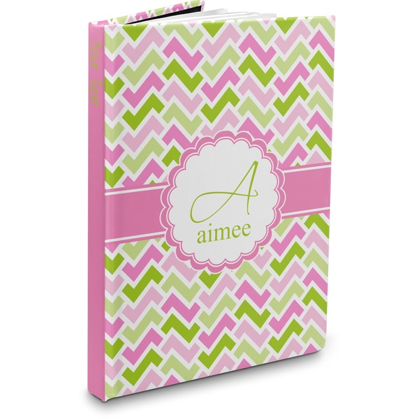 Custom Pink & Green Geometric Hardbound Journal - 7.25" x 10" (Personalized)
