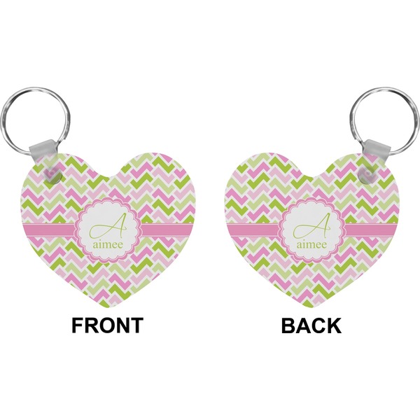 Pink & Green Geometric Heart Keychain (Front + Back)