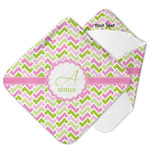 Pink & Green Geometric Hooded Baby Towel (Personalized)