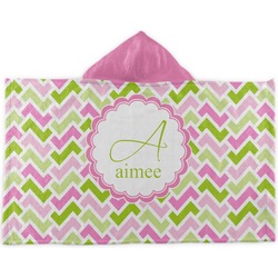 Pink & Green Geometric Kids Hooded Towel (Personalized)