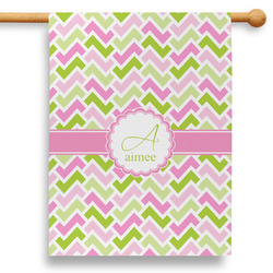 Pink & Green Geometric 28" House Flag (Personalized)