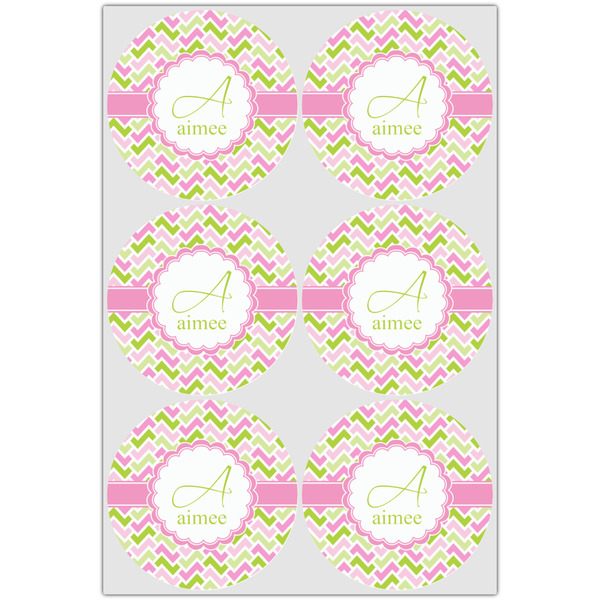 Pink & Green Geometric Icing Circle - Large - Set of 6