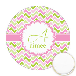 Pink & Green Geometric Printed Cookie Topper - Round (Personalized)