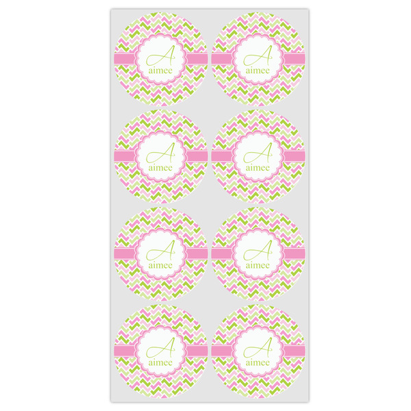 Pink & Green Geometric Icing Circle - Medium - Set of 8