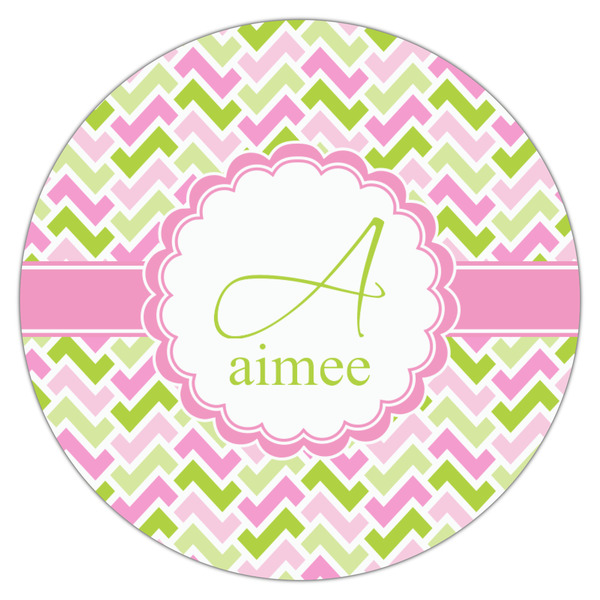 Pink & Green Geometric Icing Circle - Medium - Single