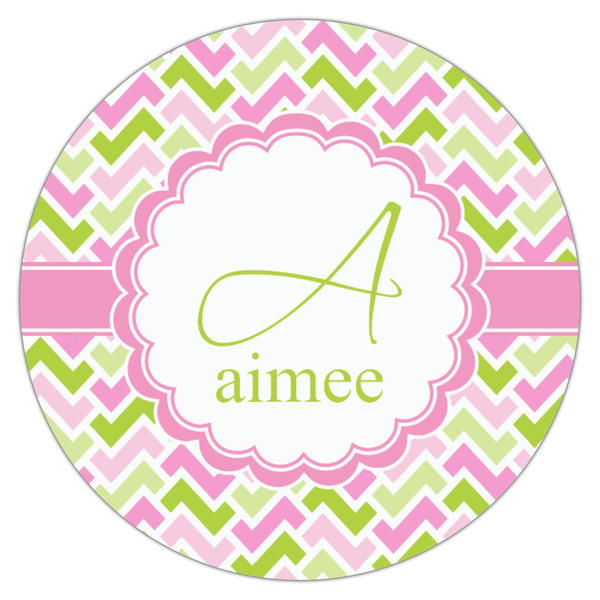 Pink & Green Geometric Icing Circle - Small - Single