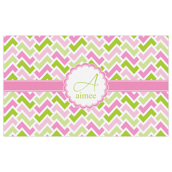 Pink & Green Geometric Indoor / Outdoor Rug - 3'x5' - Front Flat