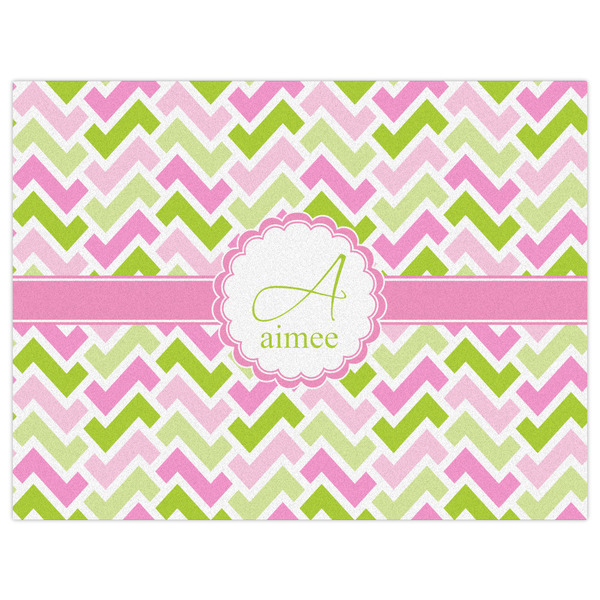 Pink & Green Geometric Indoor / Outdoor Rug - 6'x8' - Front Flat