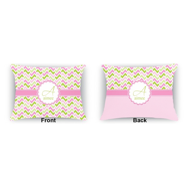 Pink & Green Geometric  Indoor Rectangular Burlap Pillow (Front and Back)