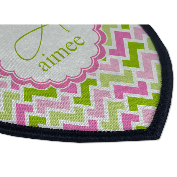 Pink & Green Geometric Iron on Shield 3 Detail