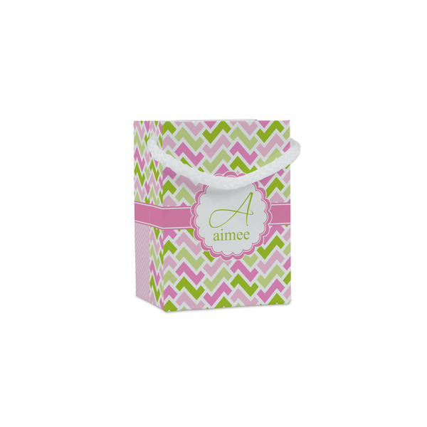 Custom Pink & Green Geometric Jewelry Gift Bags - Gloss (Personalized)