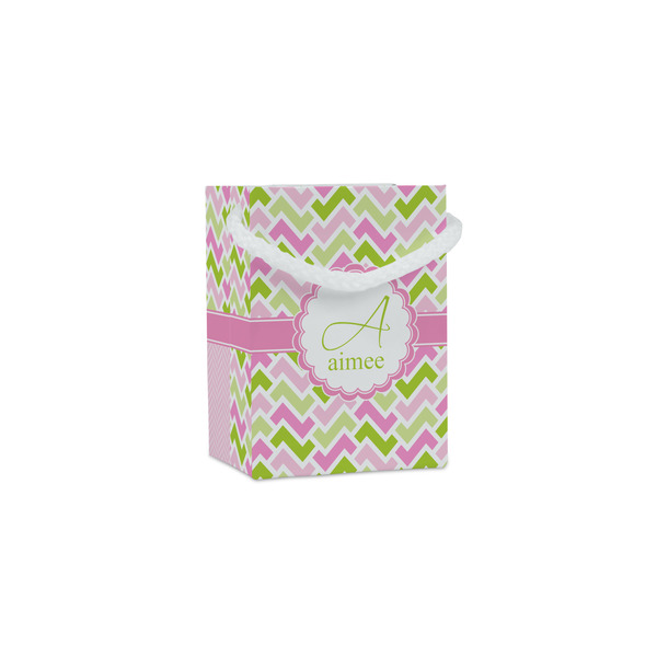 Custom Pink & Green Geometric Jewelry Gift Bags - Matte (Personalized)