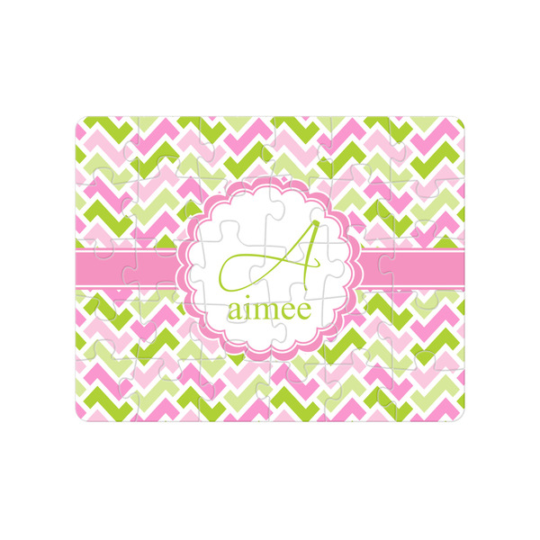Custom Pink & Green Geometric 30 pc Jigsaw Puzzle (Personalized)