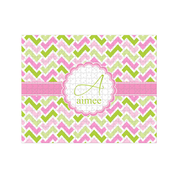 Custom Pink & Green Geometric 500 pc Jigsaw Puzzle (Personalized)