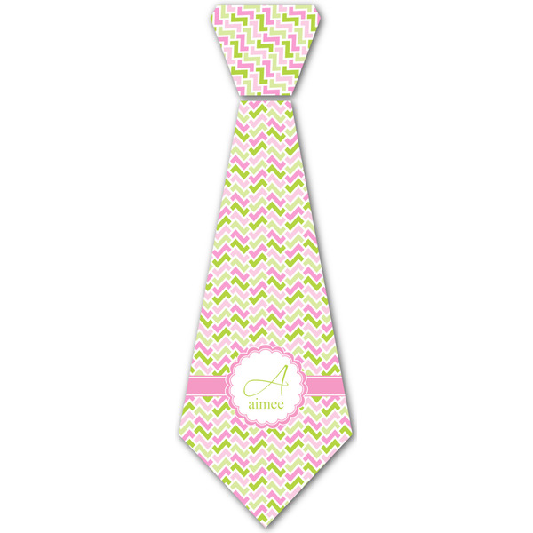 Custom Pink & Green Geometric Iron On Tie - 4 Sizes w/ Name and Initial